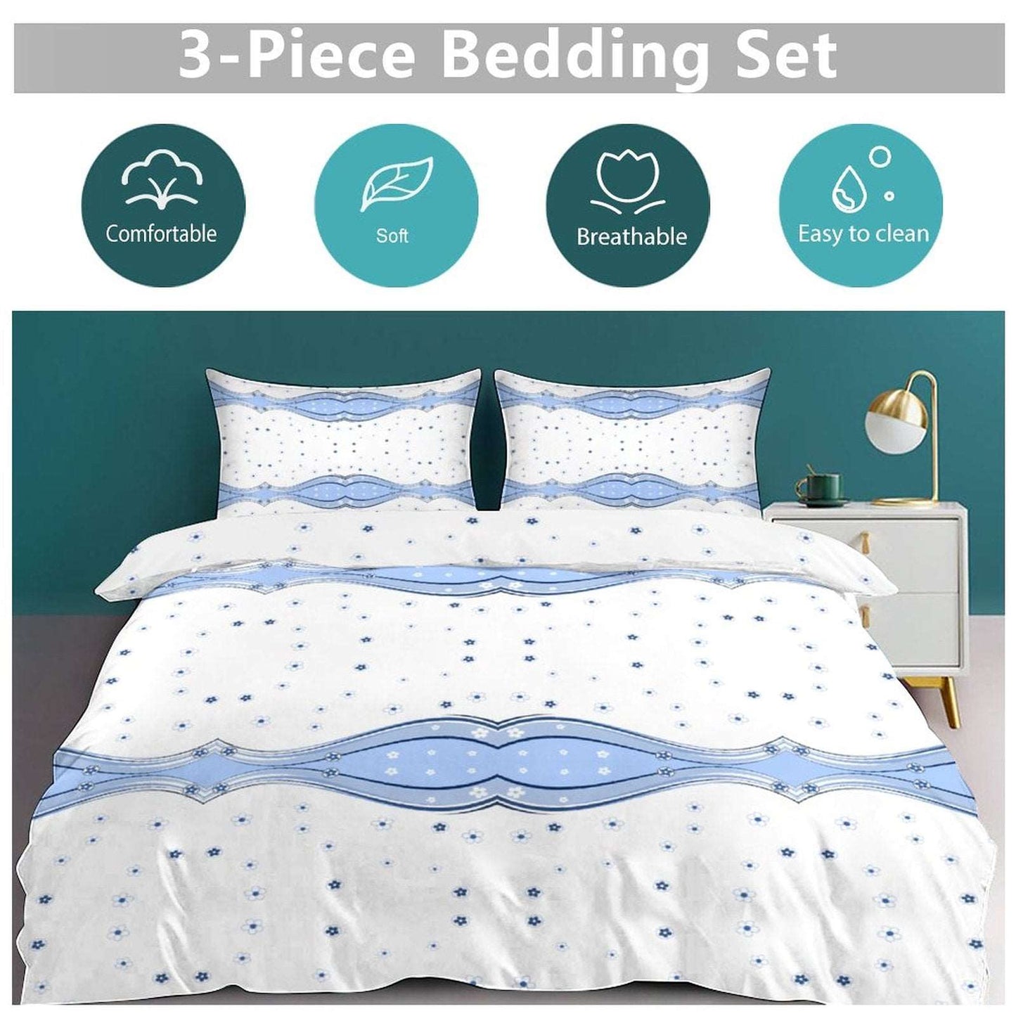 3-Piece Bedding Set-102"x90"/ 259x229cm