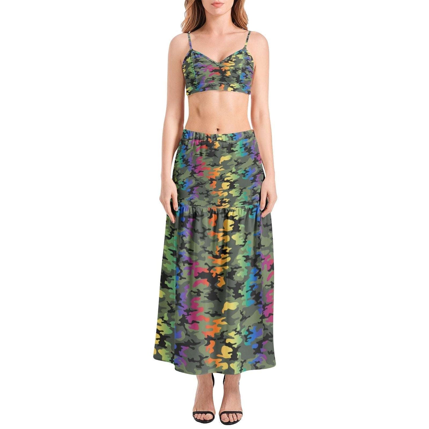 Bralette Top and High Slit Thigh Skirt Set PODSAVVY LIVING