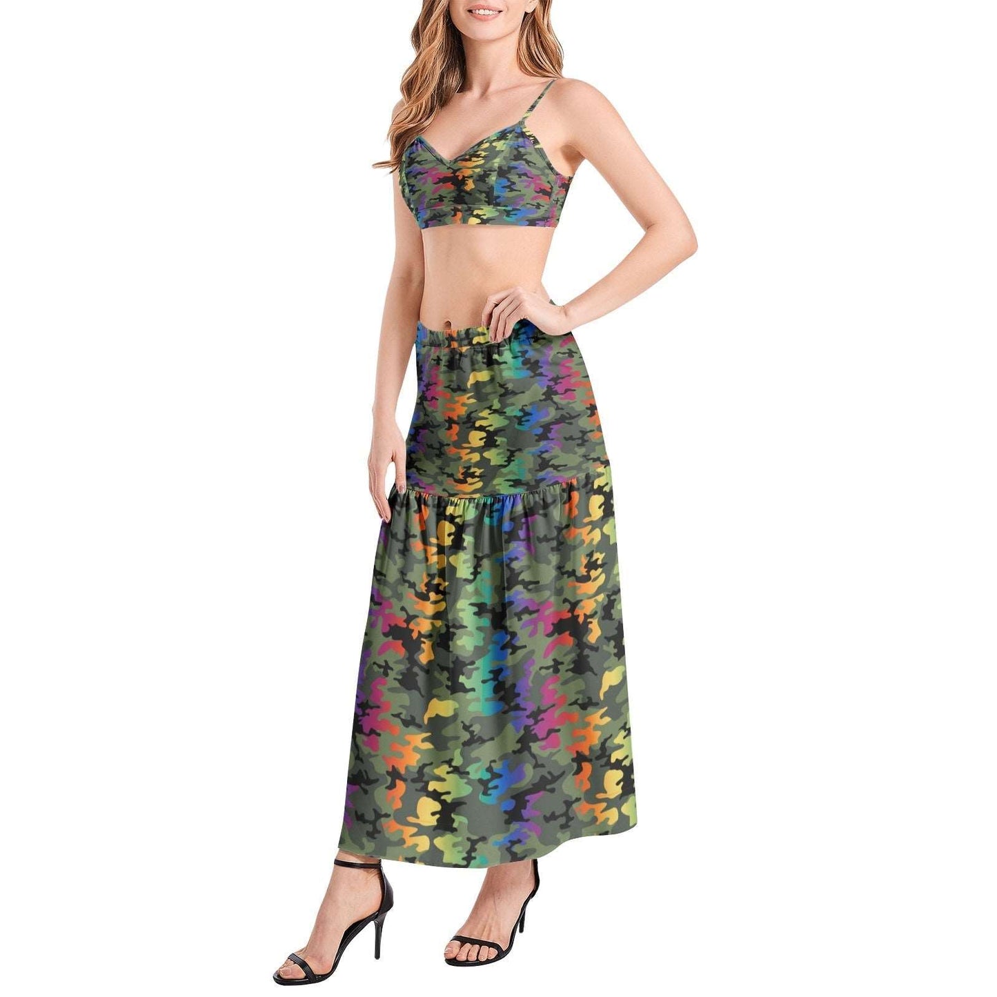 Bralette Top and High Slit Thigh Skirt Set PODSAVVY LIVING