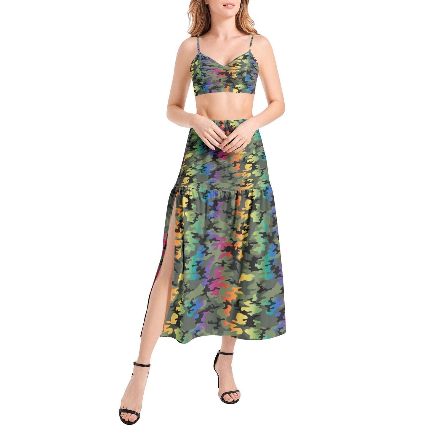 Bralette Top and High Slit Thigh Skirt Set PODSAVVY LIVING