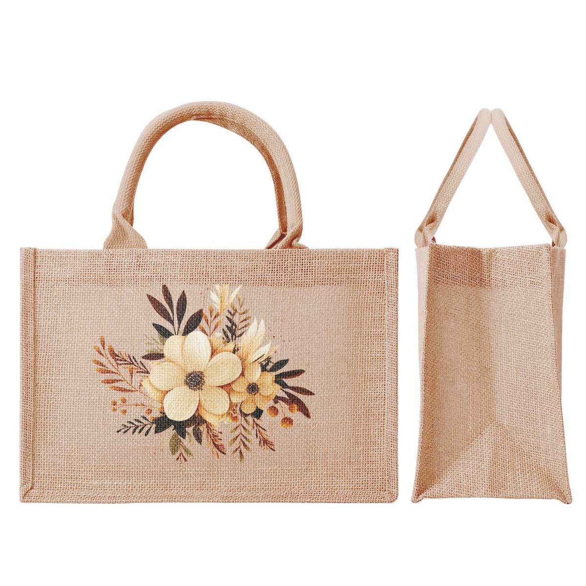 Brown Burlap Tote Shopping Bags PODSAVVY LIVING