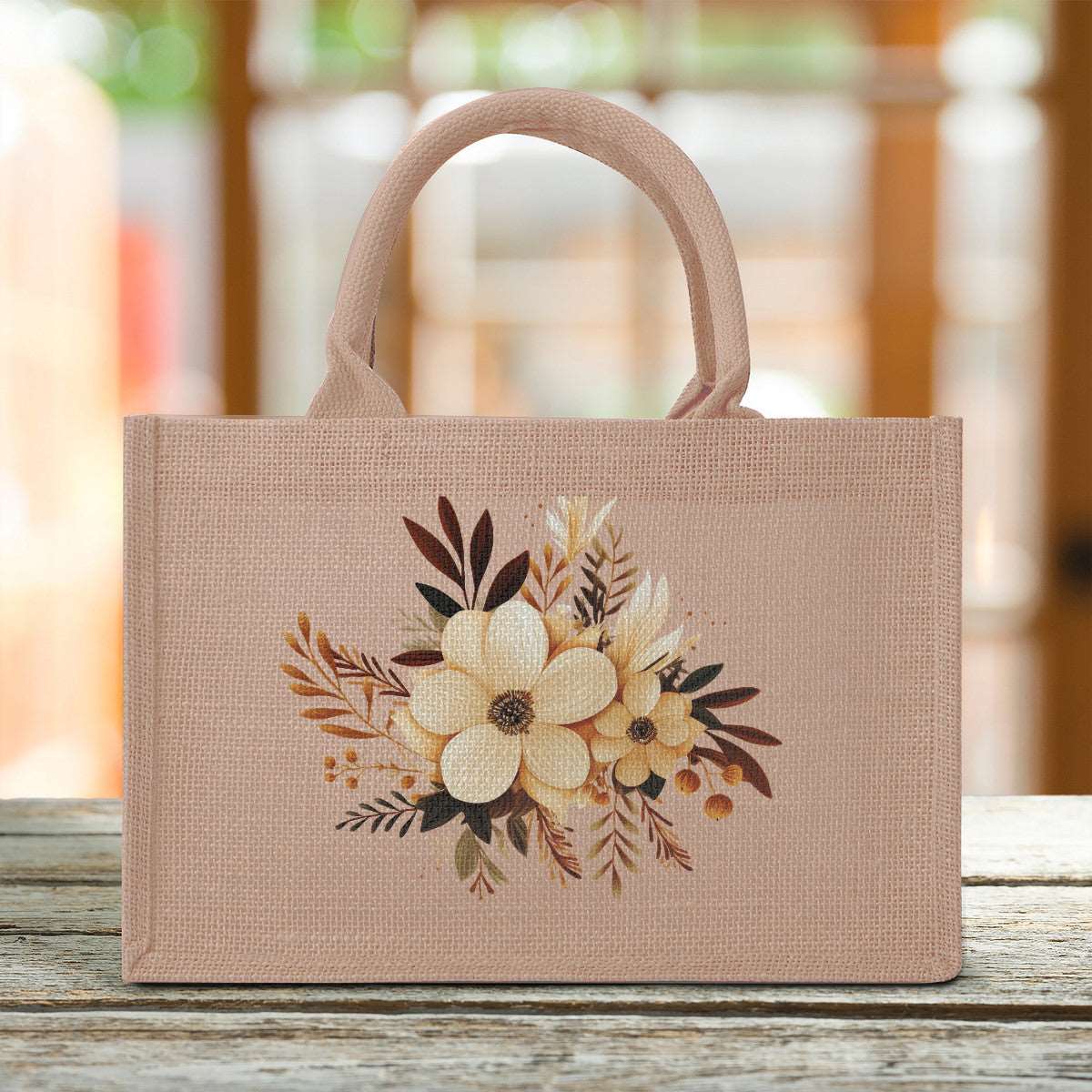 Brown Burlap Tote Shopping Bags PODSAVVY LIVING