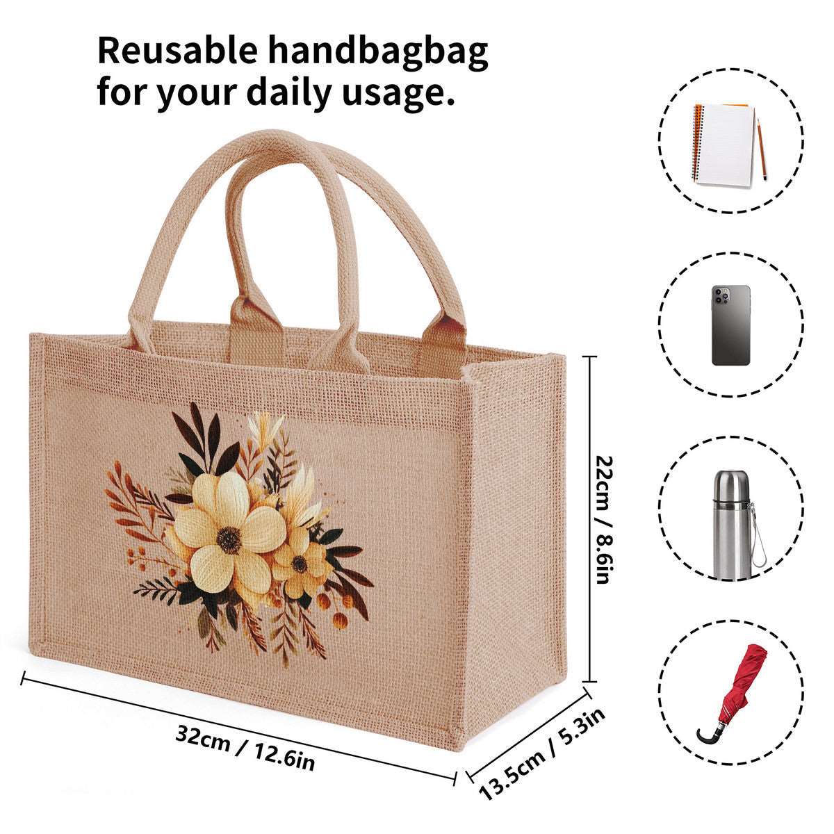 Brown Burlap Tote Shopping Bags PODSAVVY LIVING