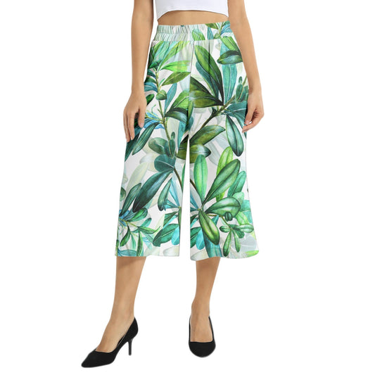 Elastic Waist Capris Wide Leg Pant PODSAVVY LIVING