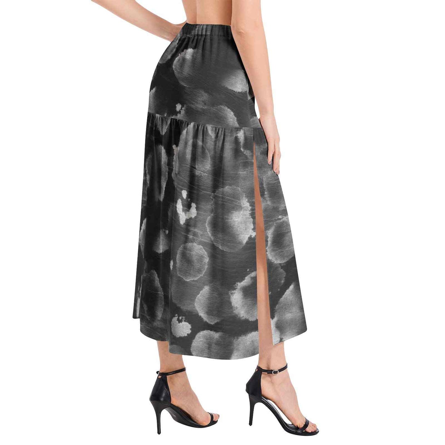 Elastic Waist Ruffle Slit Hem Skirt PODSAVVY LIVING