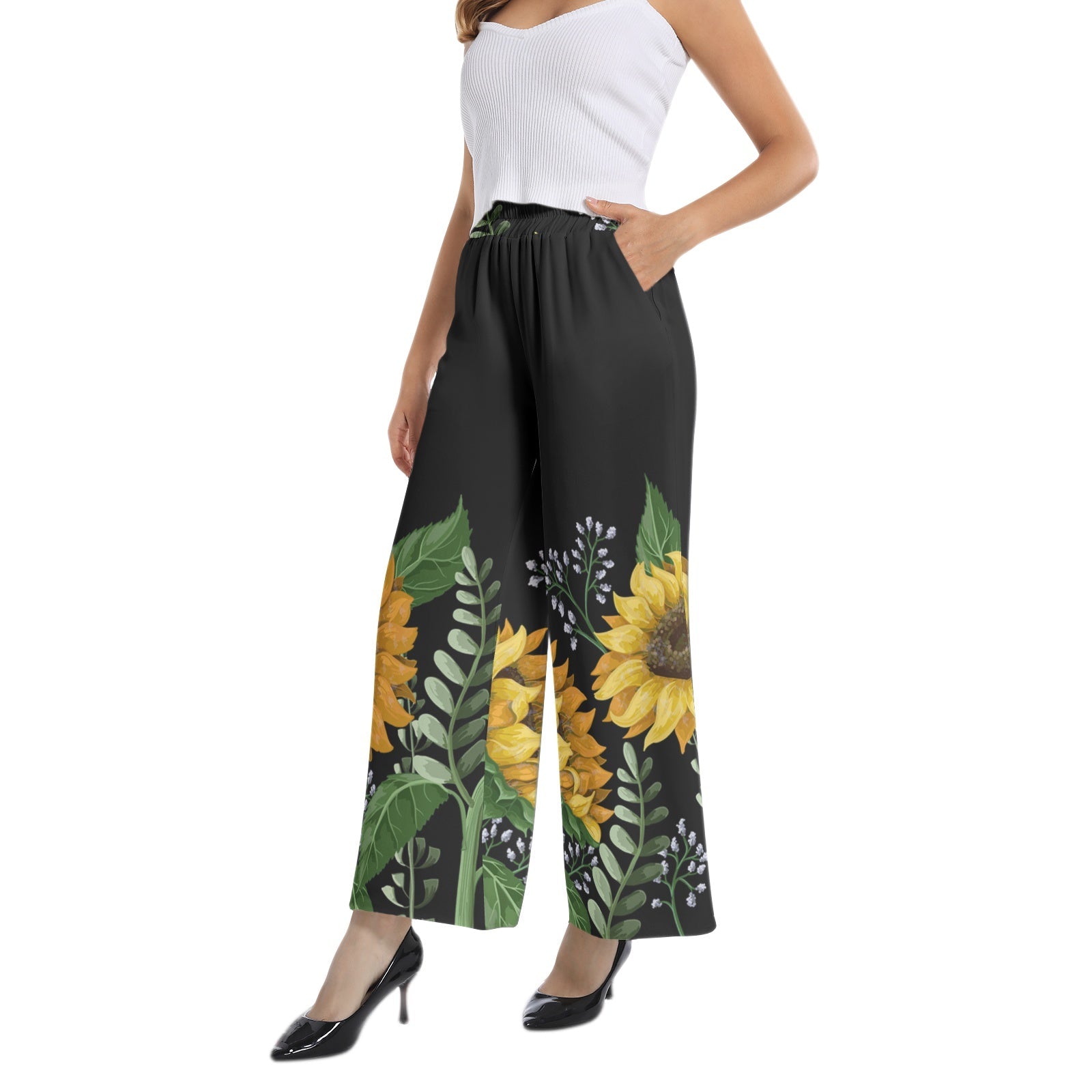 Elastic Waist Wide Leg Pant PODSAVVY LIVING