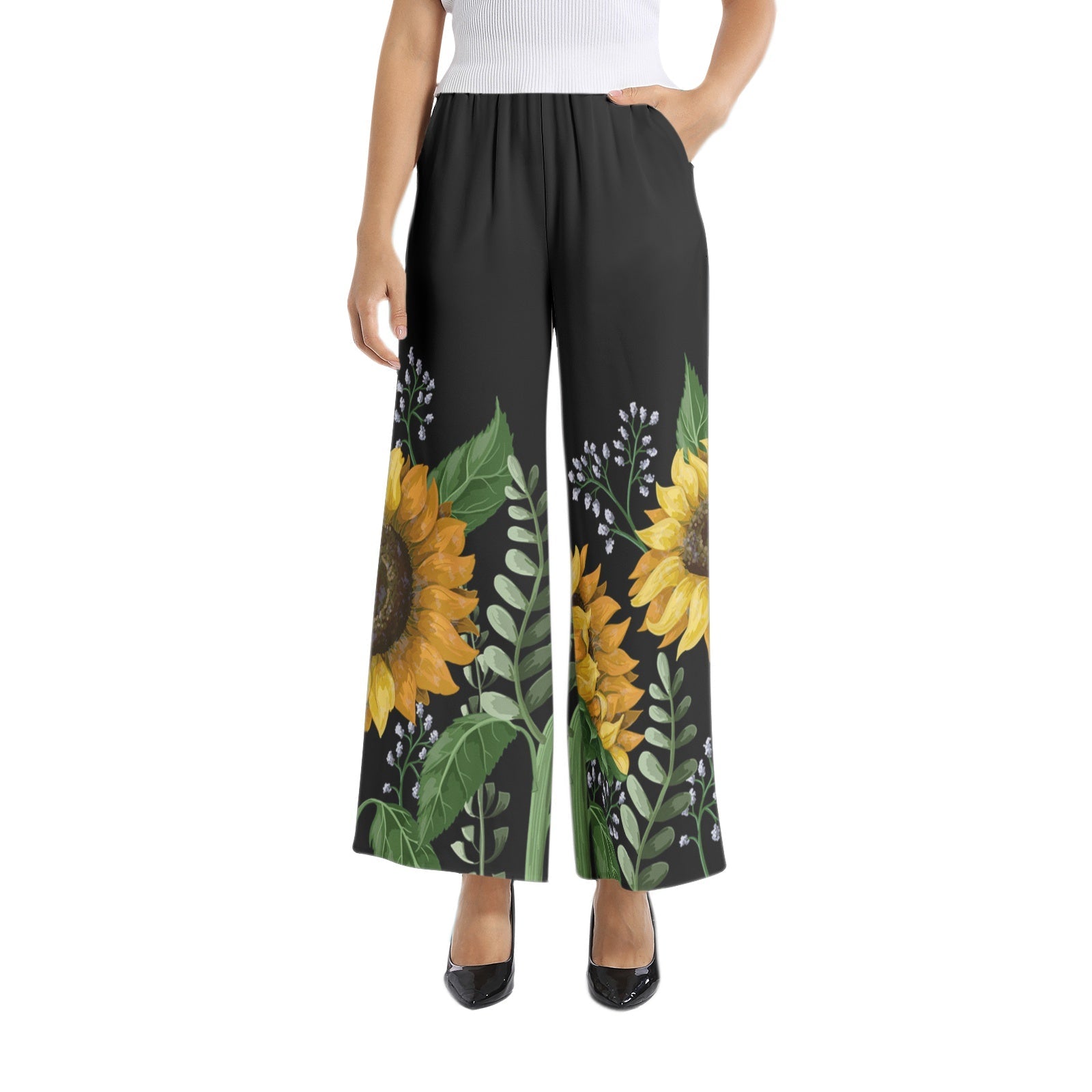 Elastic Waist Wide Leg Pant PODSAVVY LIVING