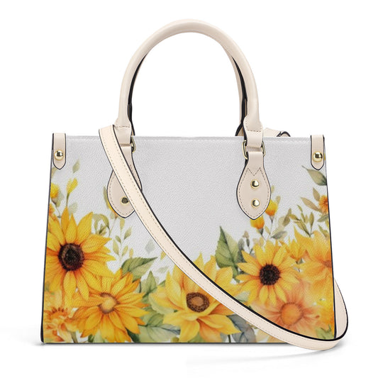 Floral Luxury Women PU Tote Bag - White