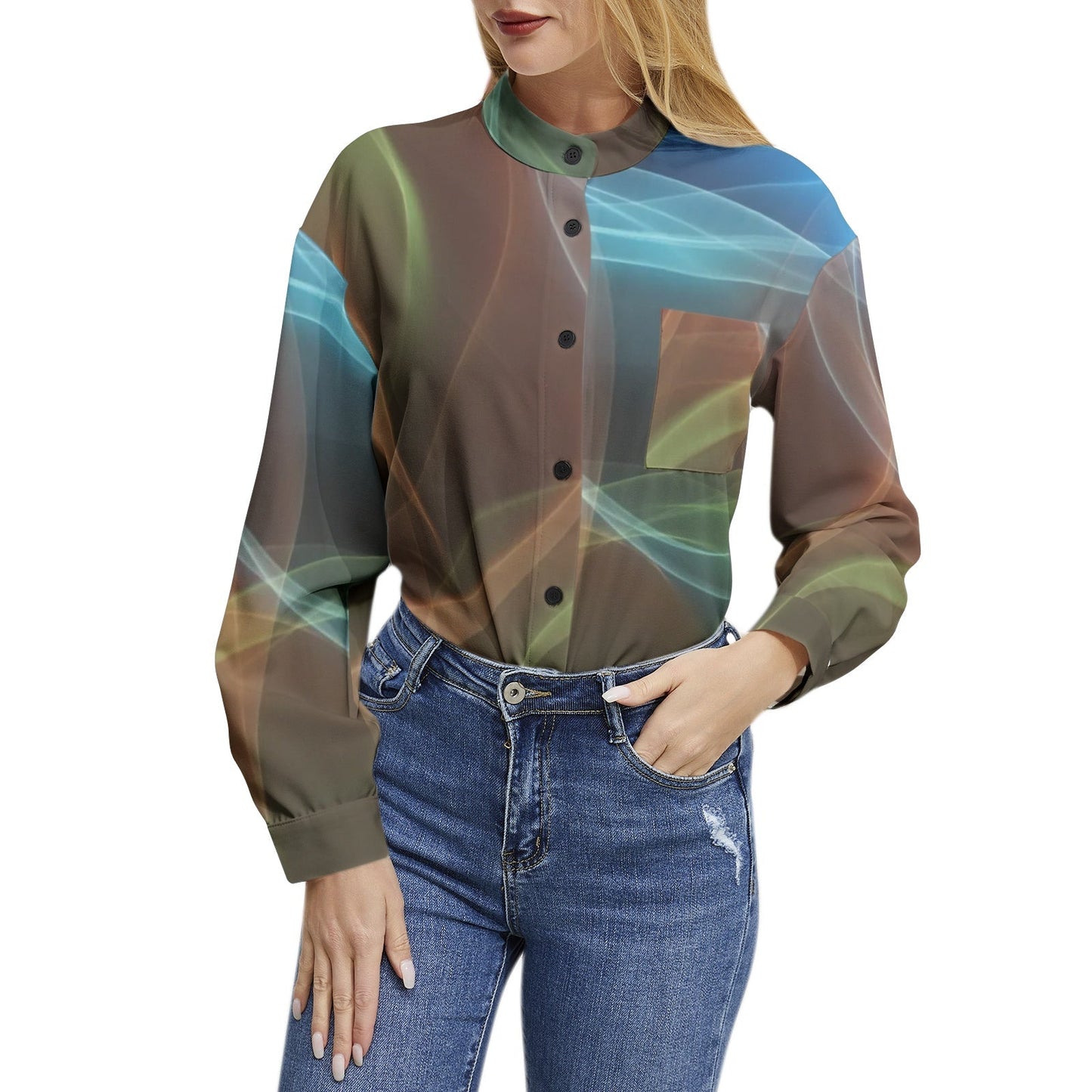 Long Sleeve Button Up Casual Shirt Top PODSAVVY LIVING