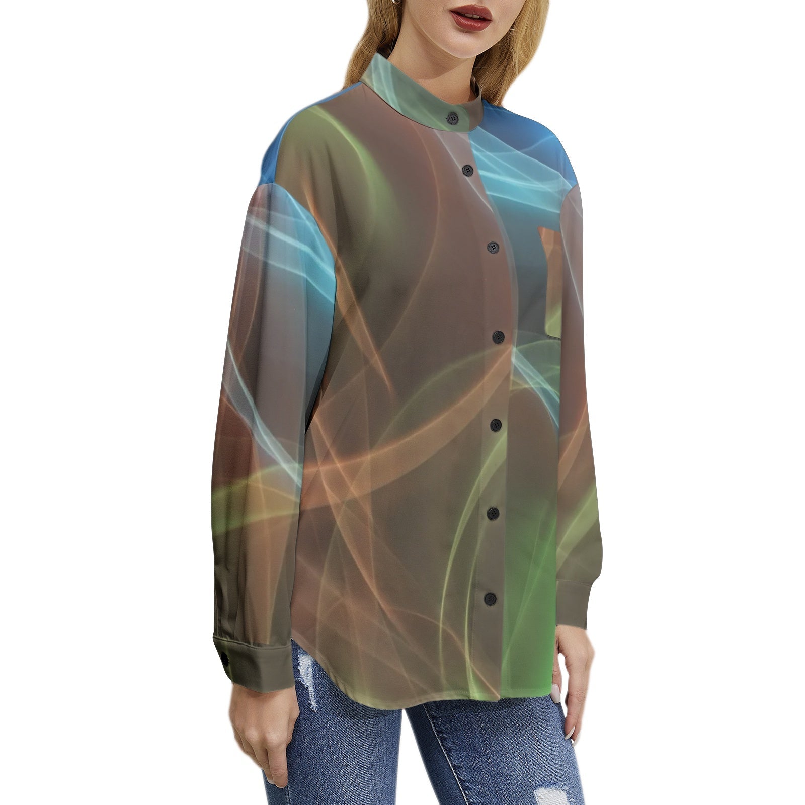 Long Sleeve Button Up Casual Shirt Top PODSAVVY LIVING