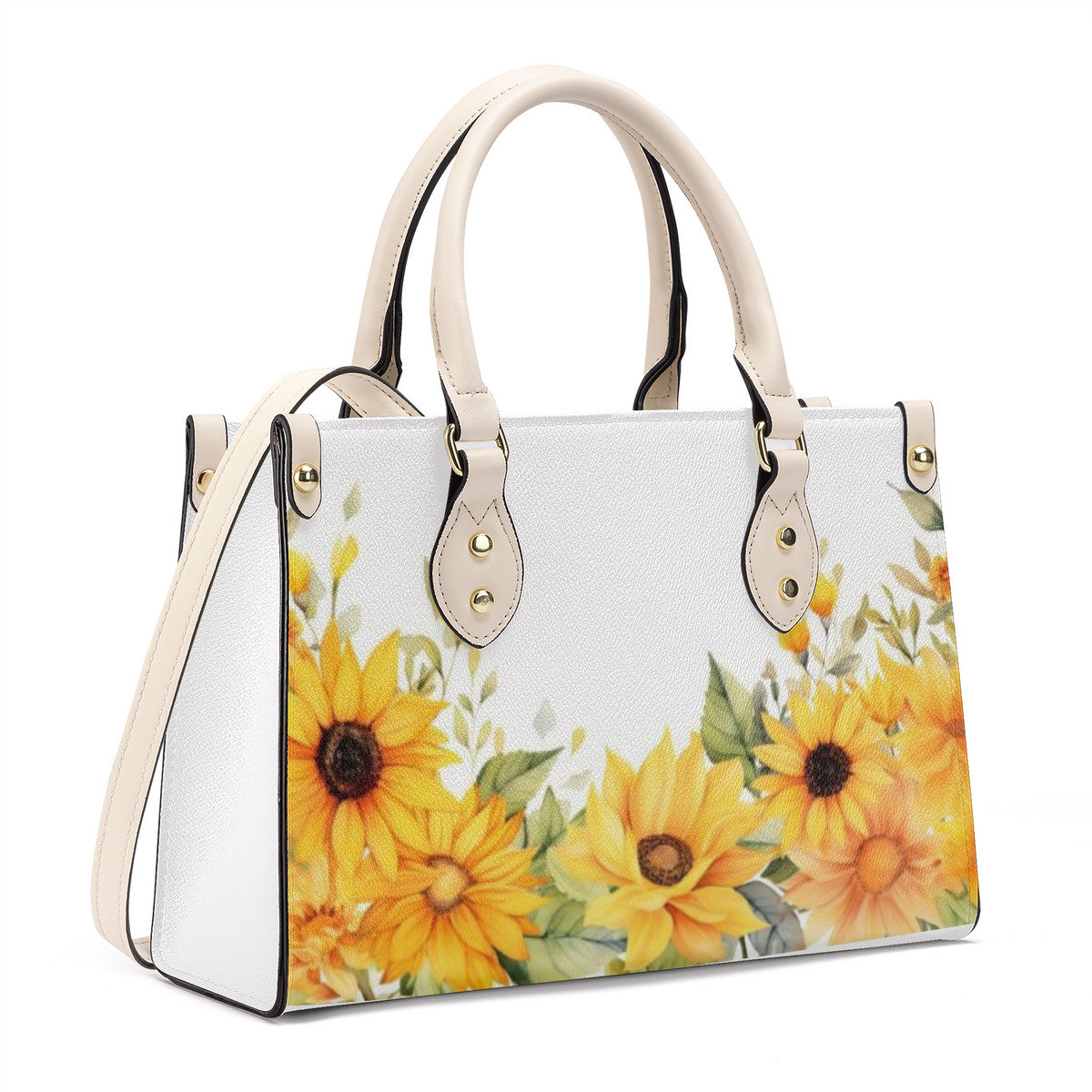 Floral Luxury Women PU Tote Bag - White