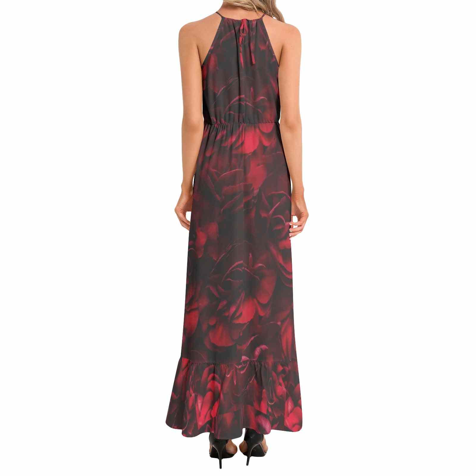 Ruffle Hem Halter Neck Maxi Dress PODSAVVY LIVING