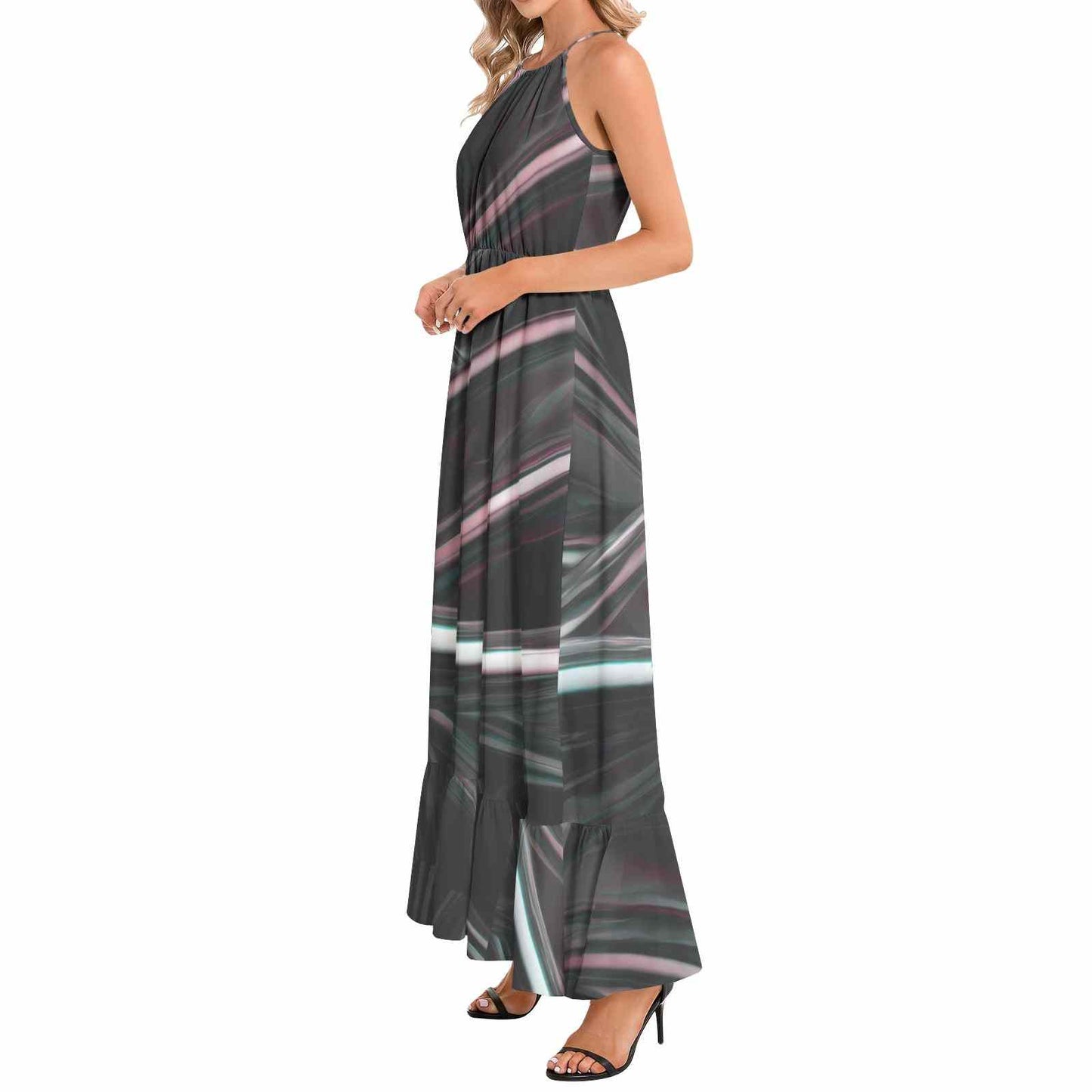 Ruffle Hem Halter Neck Maxi Dress PODSAVVY LIVING