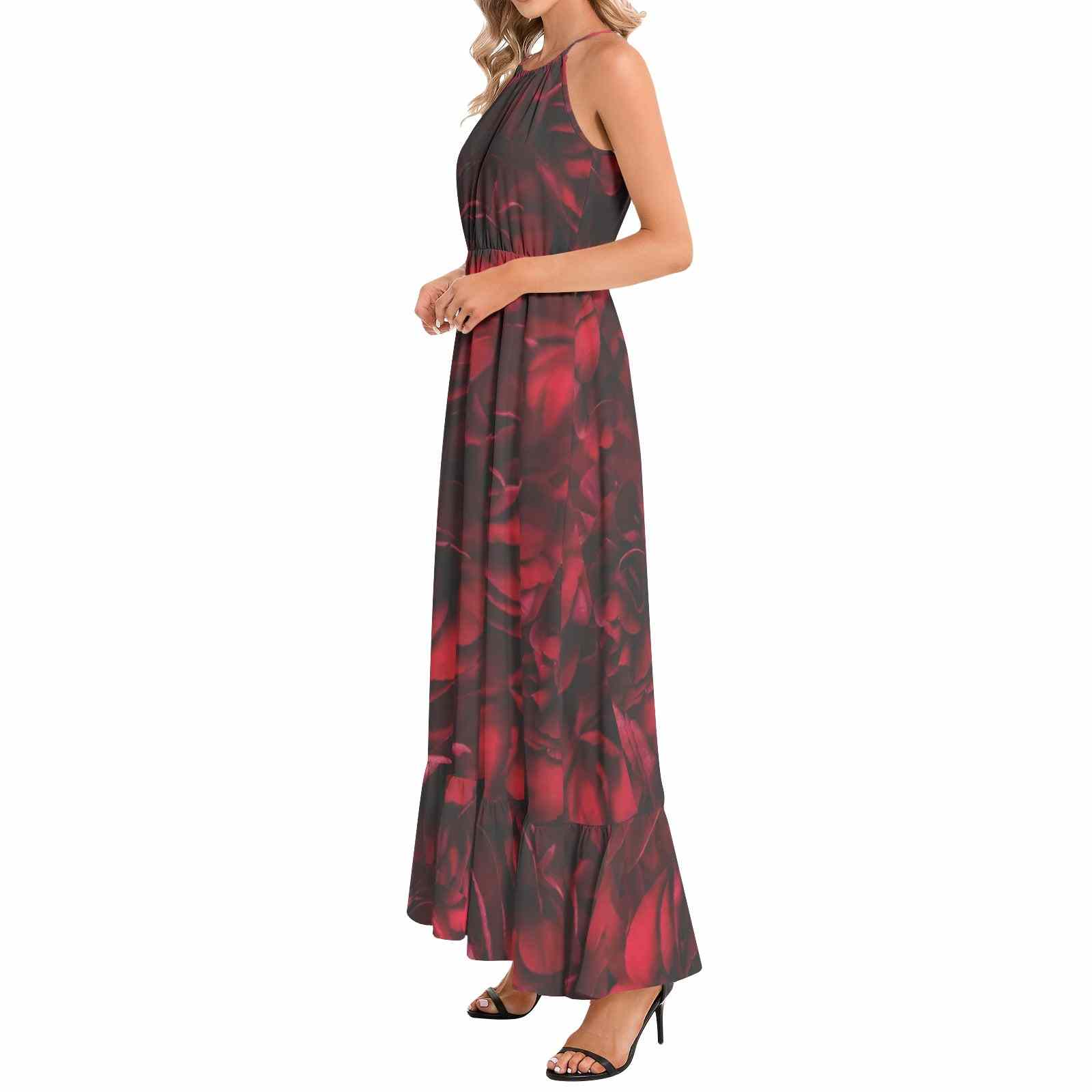 Ruffle Hem Halter Neck Maxi Dress PODSAVVY LIVING