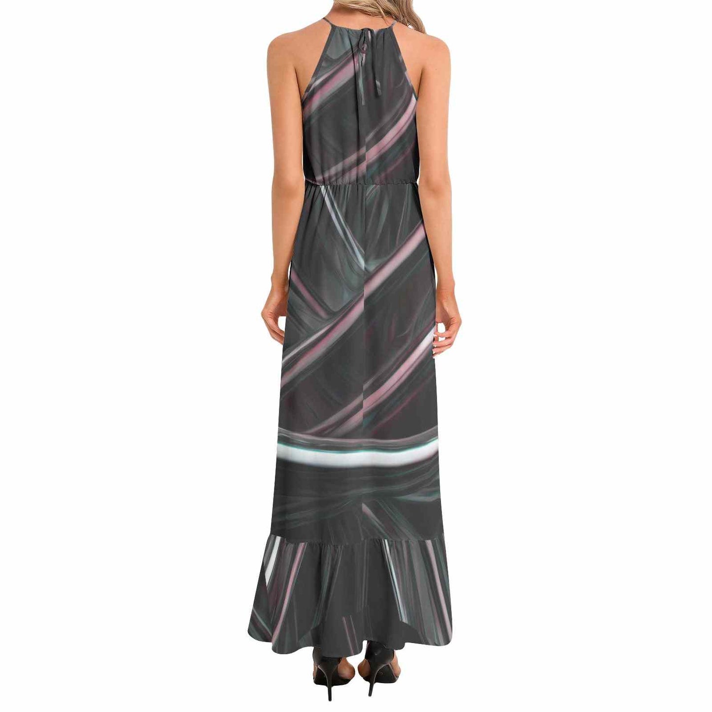 Ruffle Hem Halter Neck Maxi Dress PODSAVVY LIVING