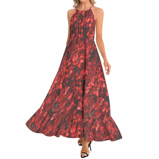 Ruffle Hem Halter Neck Maxi Dress PODSAVVY LIVING