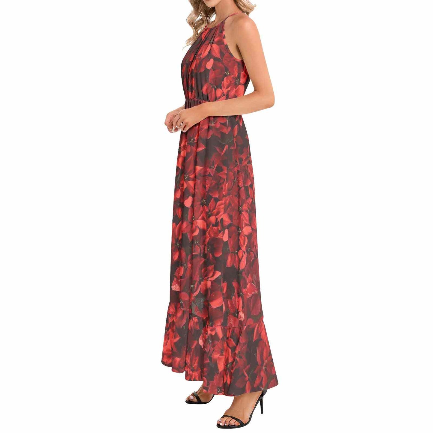 Ruffle Hem Halter Neck Maxi Dress PODSAVVY LIVING