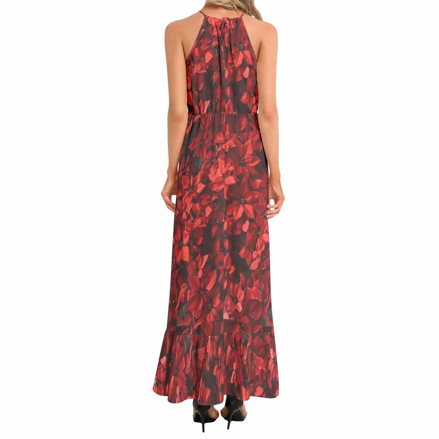 Ruffle Hem Halter Neck Maxi Dress PODSAVVY LIVING