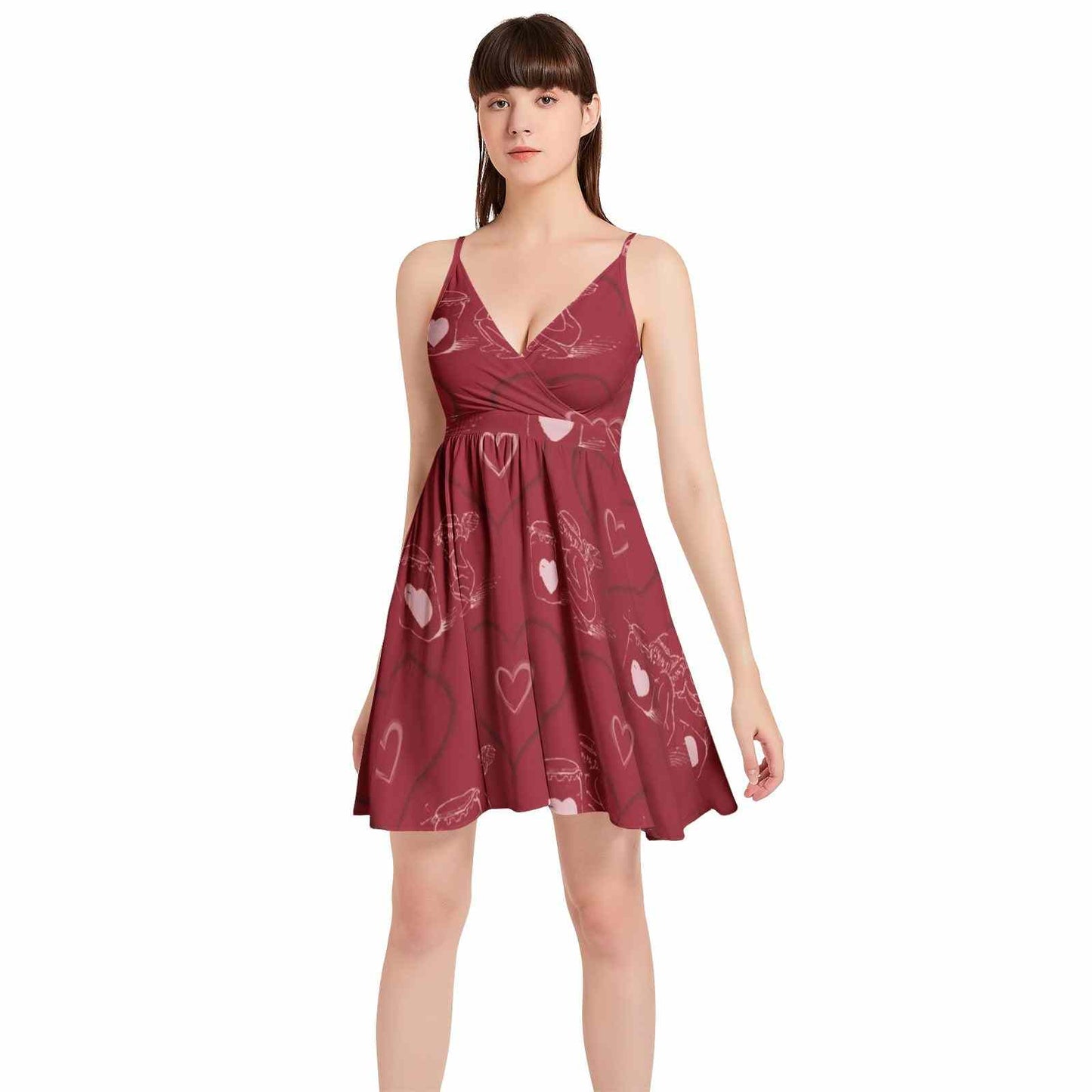 Spaghetti Strap Sleeveless Falred Hem Short Dress PODSAVVY LIVING