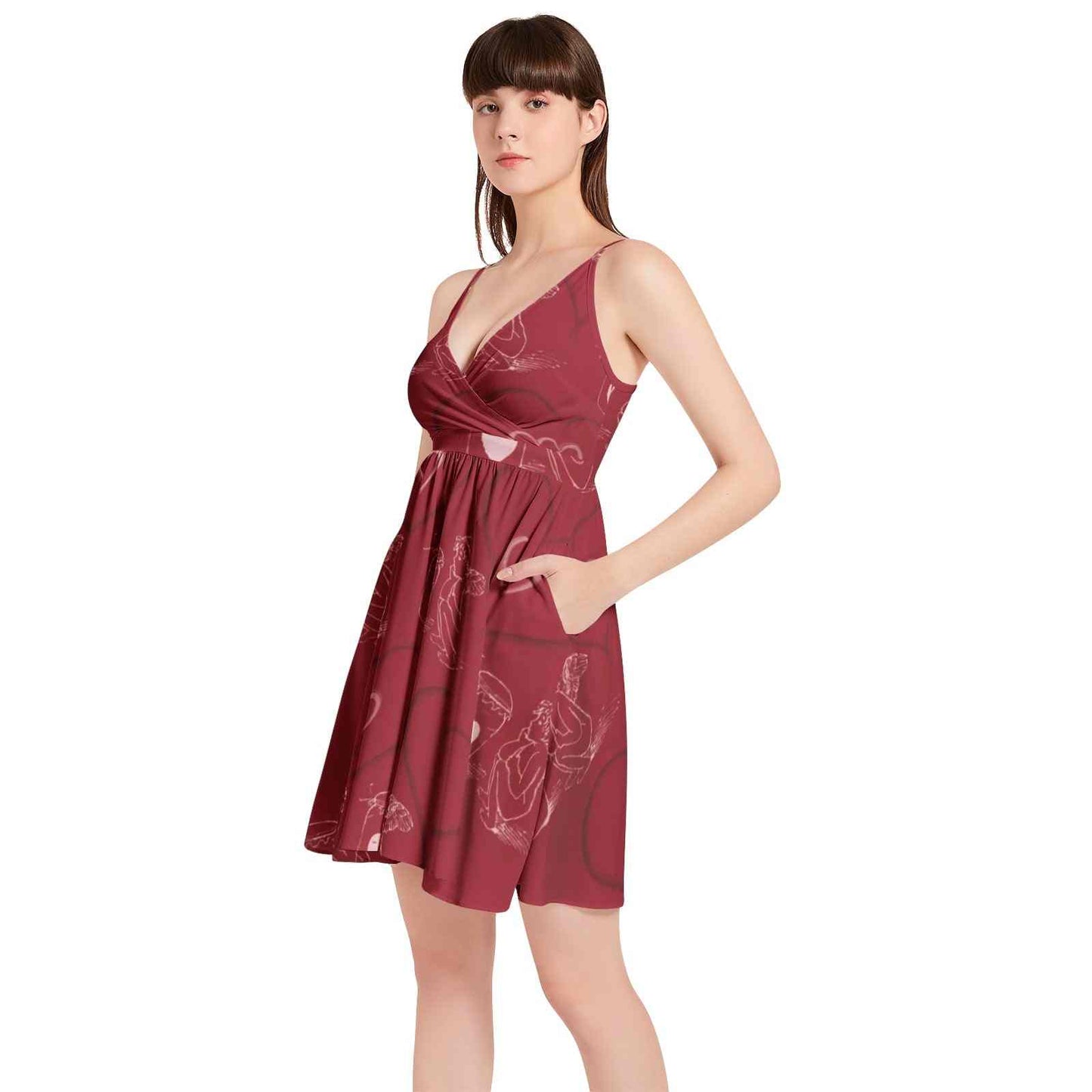 Spaghetti Strap Sleeveless Falred Hem Short Dress PODSAVVY LIVING