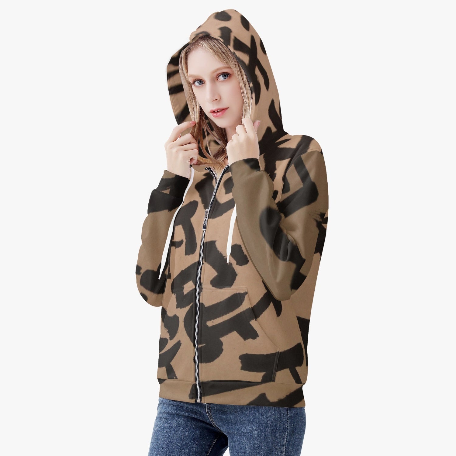 Women's AOP Full Zip Up Hoodie PODSAVVY LIVING