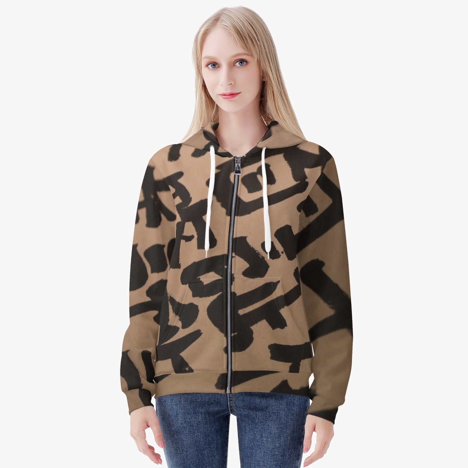 Women's AOP Full Zip Up Hoodie PODSAVVY LIVING