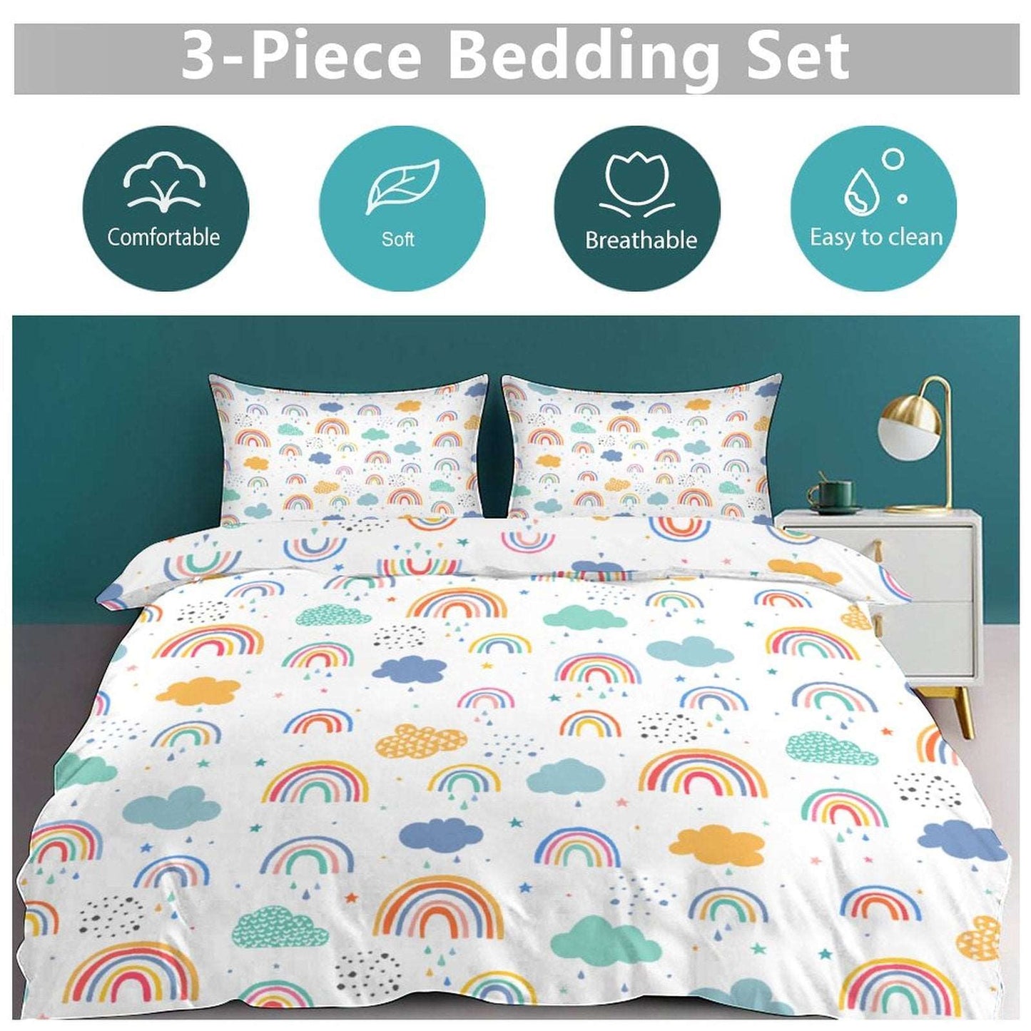 3-Piece Bedding Set-102"x90"/ 259x229cm