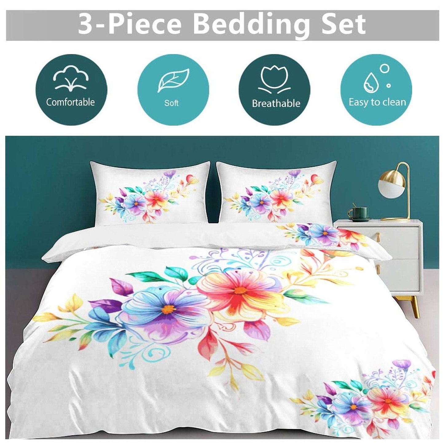 3-Piece Bedding Set-102"x90"/ 259x229cm