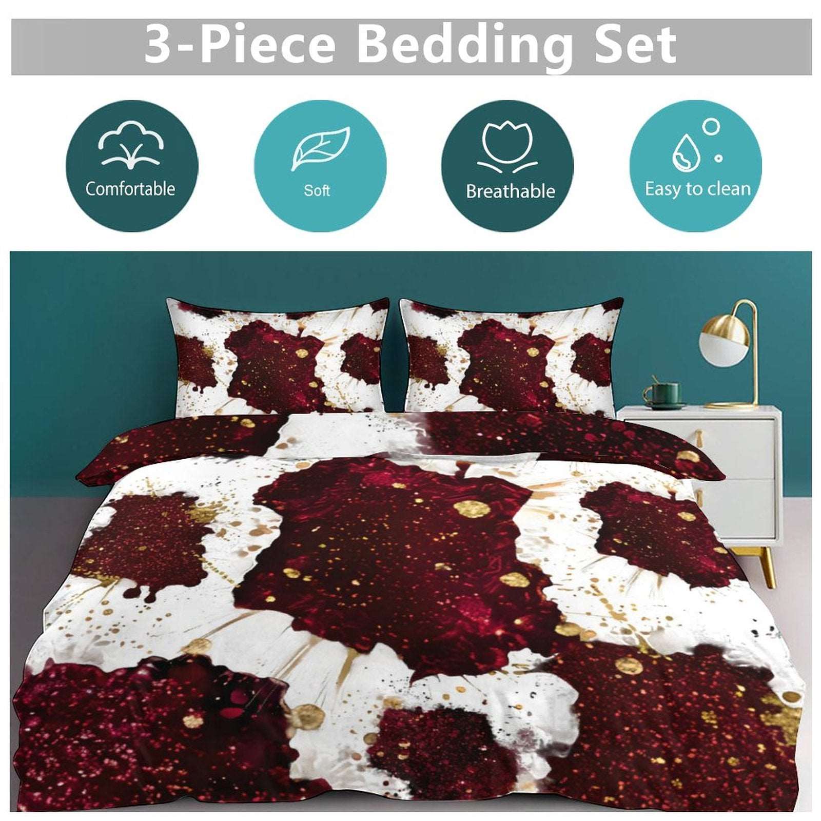 3-Piece Bedding Set-102"x90"/ 259x229cm