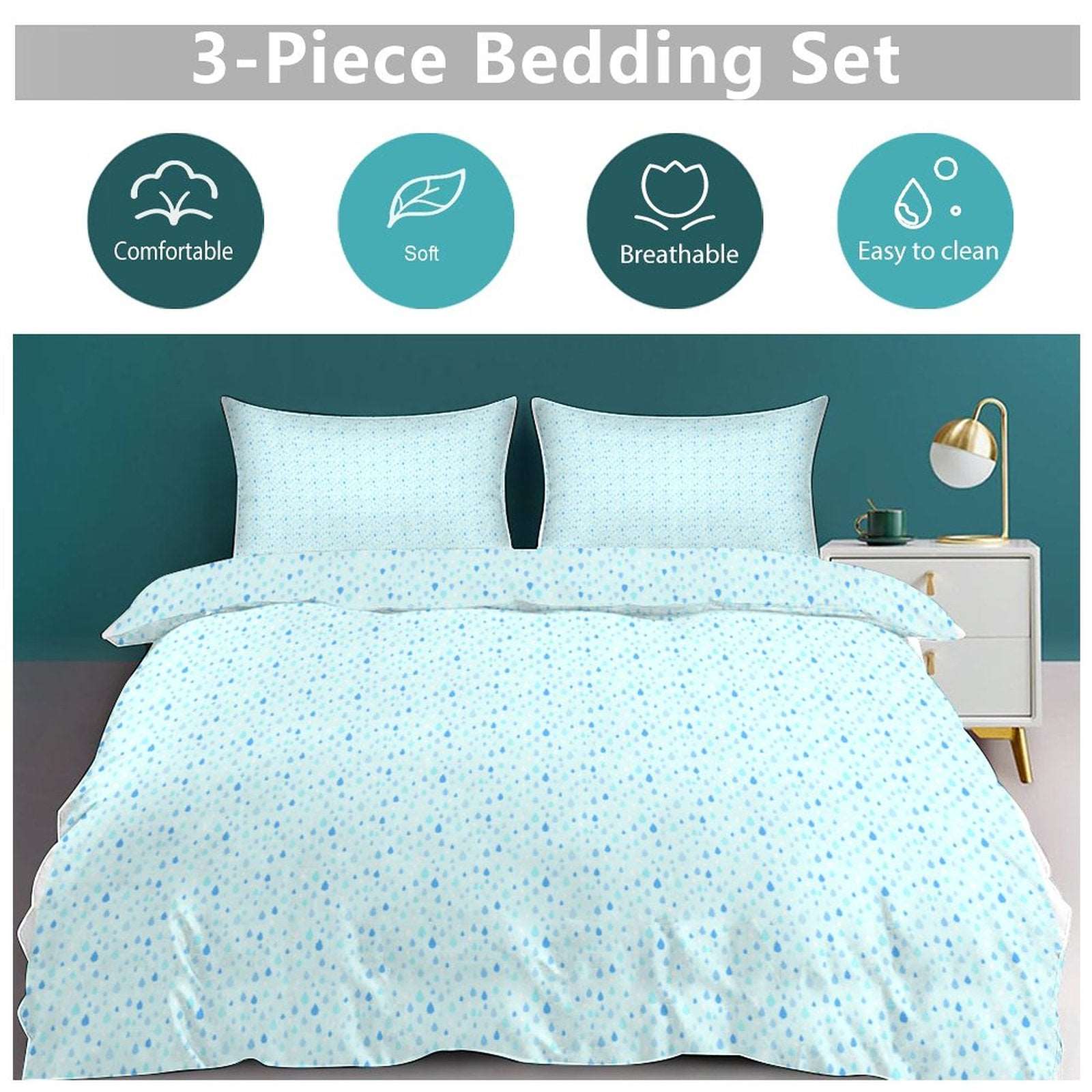 3-Piece Bedding Set-90"x90"/ 229x229cm