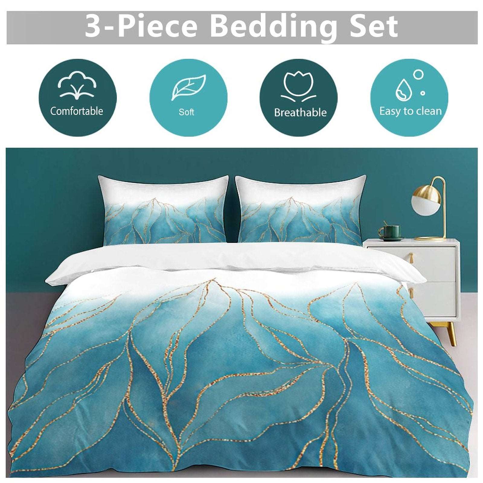 3-Piece Bedding Set-102"x90"/ 259x229cm