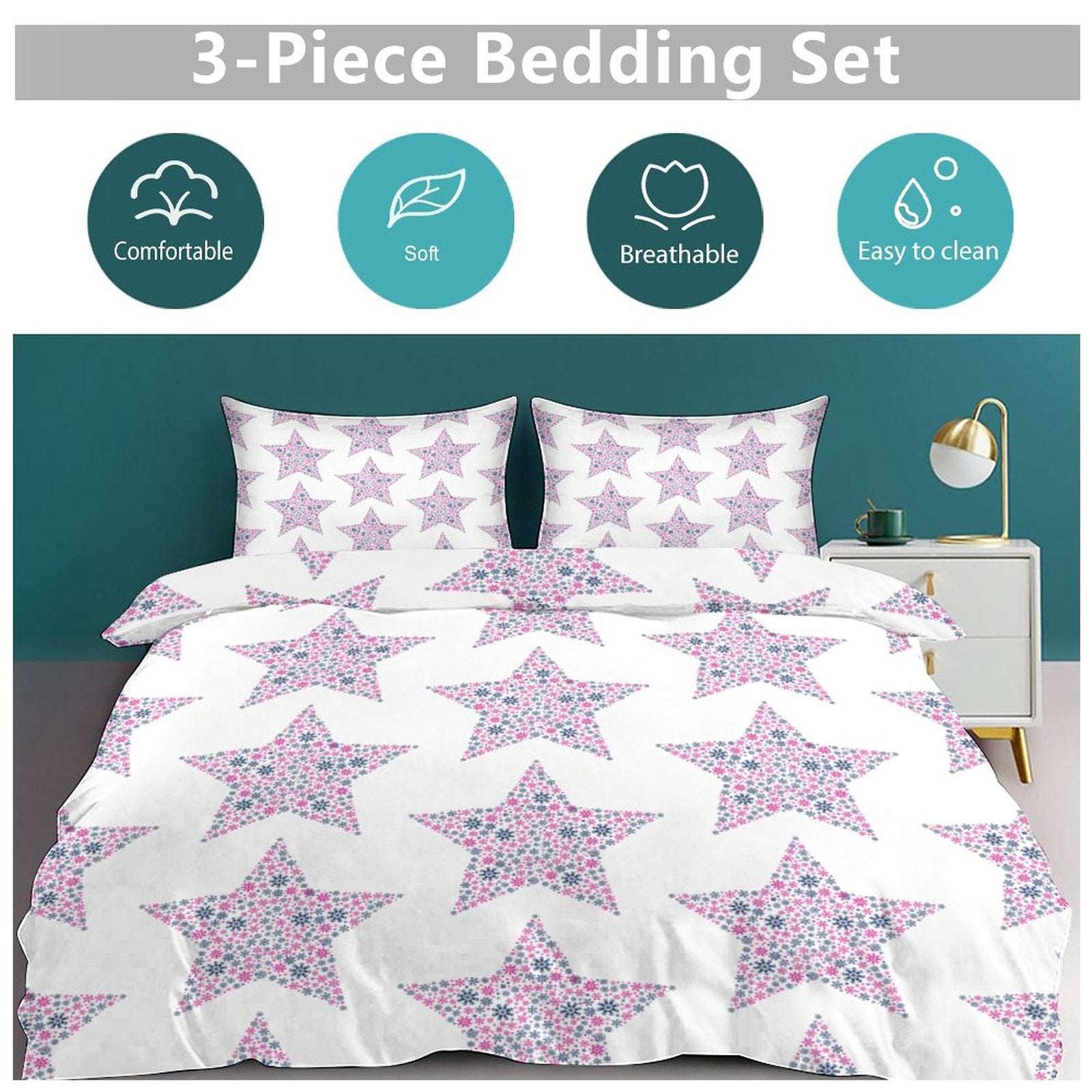 3-Piece Bedding Set-102"x90"/ 259x229cm