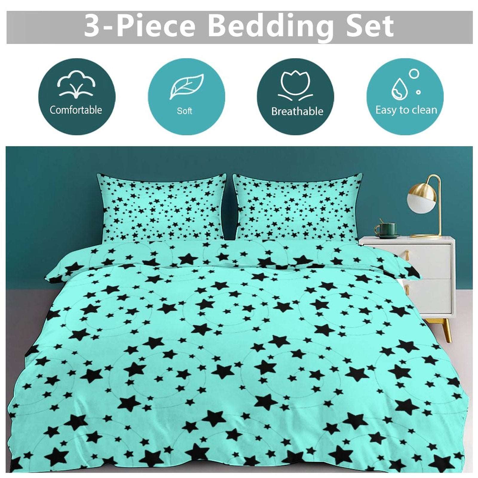 3-Piece Bedding Set-102"x90"/ 259x229cm