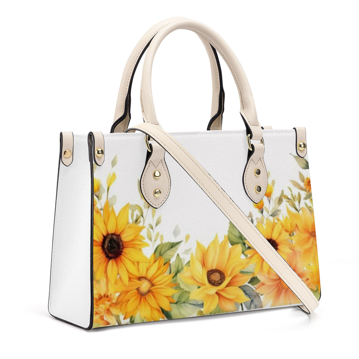 Floral Luxury Women PU Tote Bag - White