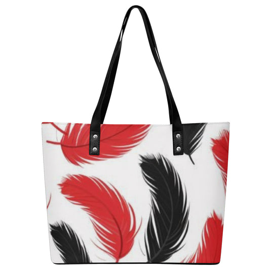 Red and White Women's PU Leather Handbag